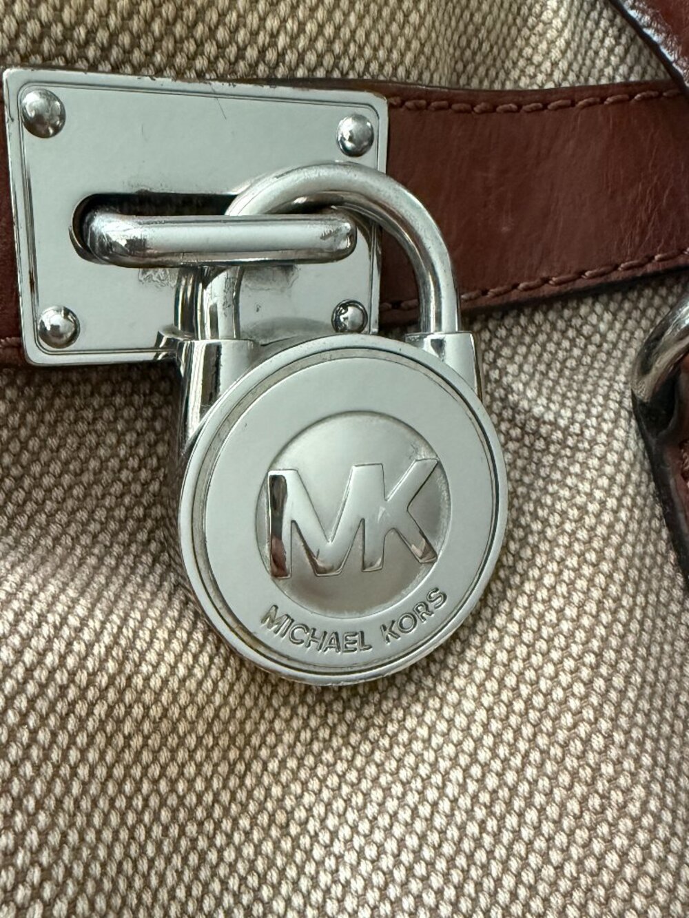 Michael Kors Hamilton Canvas & Leather Satchel Tote